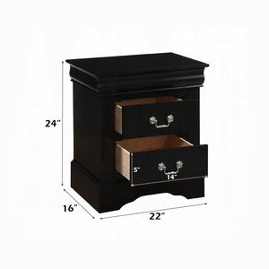 Comodino in Legno Stile Luigi Filippo con Finitura Nera, Mobile Tradizionale per Camera da Letto con Due Cassetti per lo Stoccaggio - Product Image 4