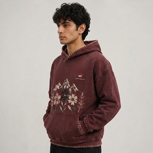 Modern Casual Outfits <b>Mens</b> Distressed Hoodie Stylish Embroidered <b>Pullover</b> Sweatshirt with Relaxed Fit for <b>MEN</b> - Product Image 3