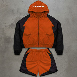 <b>Men</b> Custom Windbreaker Tracksuit Set Hooded <b>Zip</b> Up Jacket <b>Shorts</b> 2 Piece Sportswear Set Lightweight Nylon Training Suit - Product Image 6
