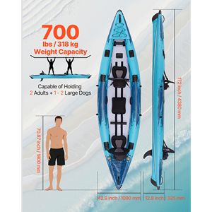 Kayak Gonfiabile da Mare per 2 Persone, Capacità 700 LBS, Resistente alle Forature, in PVC, Kayak Ricreativo con Sedile Imbottito - Product Image 2