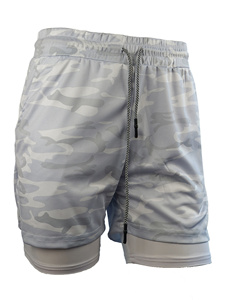 กางเกงขาสั้นผู้ชาย Camo 2 in 1 แห้งเร็ว สำหรับออกกำลังกาย วิ่งจ๊อกกิ้ง เข้าฟิตเนส พร้อมกางเกงซับใน เอวยางยืด มีเชือกผูก - Product Image 5
