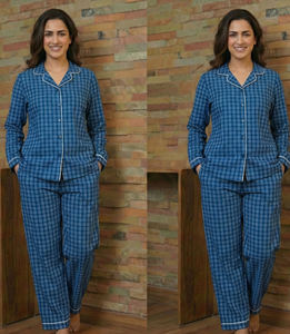 Ensemble de pyjama pour femmes en coton teint en indigo, imprimé à la main, fournisseur en gros en Inde - Product Image 2