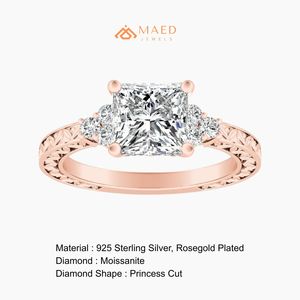 แหวนหมั้นทรงเจ้าหญิงวินเทจสีโรสโกลด์สำหรับผู้หญิง - ของขวัญเครื่องประดับสำหรับวันครบรอบแต่งงานและงานปาร์ตี้ - Product Image 6
