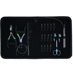 Hair Extension Tools Kit Microbeads Crimping Remover Plier Pulling Hook Loop Wire Tool Scissors Styling Sectioning Clips Finger - Product Image 1