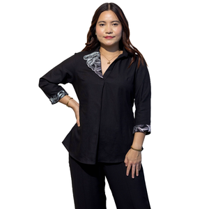 Camisa de Algodón Negra Premium ARIA para Mujer, Blusa Elegante de Algodón para Oficina, Proveedor Mayorista - Product Image 1