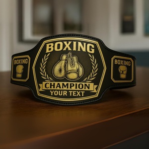Cinturón de Campeonato de Boxeo Personalizado, Premio para Ganador de Boxeo con Logotipo, Placas Doradas y Correa de Cuero PU - Product Image 6