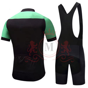 Ensemble maillot et short de cyclisme pour homme, vert et noir, respirant, polyester, design sans coutures, pour adultes - Product Image 6