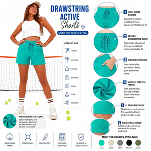 Women's Summer <b>Cycling</b> <b>Shorts</b> High Waist Hot Pants Button Casual Loose Sports <b>Shorts</b> for <b>Girls</b> Solid Color Elastic Waist - Product Image 6