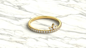 18K Gold <b>Ring</b> Marquise Lotus Crown <b>Ring</b> With Round Diamond Side Stones Floral Tiara <b>Stacking</b> <b>Ring</b> Band Fine Jewelry for Women - Product Image 3