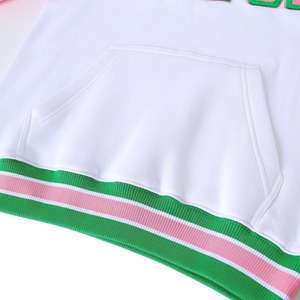 <span class=keywords><strong>Felpa</strong></span> da Donna A <span class=keywords><strong>K</strong></span> A in Ciniglia Grigio Chiaro con Logo, Collo Tondo, Strisce Verdi e Rosa, Stile Preppy, Manica Lunga, Lavorata a Maglia, Abbigliamento Invernale - Product Image 4
