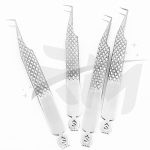 Pince à épiler RMI haute précision en acier inoxydable doré pour extensions de cils, avec pointe dentelée, longueur 10 mm, conception épaissie - Product Image 1