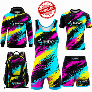 Ensemble de tenue de lutte SINEWY SPORTS à sublimation, unisexe, respirant, écologique, anti-transpiration, en spandex/polyester - Product Image 1