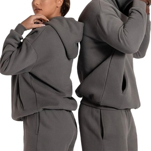 Luxury 2025 Men's Sweatsuit Jogger Set Custom Plain Sports Wear with Embossed Print Hoodie and Sweatpants - Product Image 1