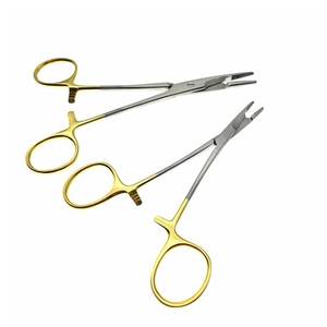 Portaagujas con tijeras, 1 unidad, acero inoxidable, 12,5 cm, 14 cm, mango dorado, pinza quirúrgica, instrumento médico profesional - Product Image 1