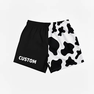 Shorts d'été pour hommes, style golf et loisirs, tendance, taille mi-haute élastique, couleur unie, en maille côtelée peignée - Product Image 1