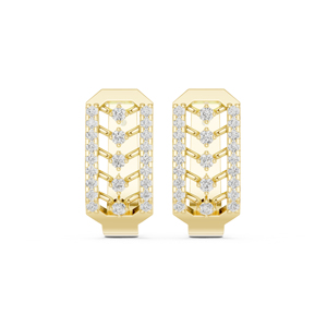 14K Yellow Gold Round Lab-Grown Diamond Earrings for Women Office Wear Earring New Grown Diamond - Product Image 1