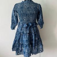 Robe mini smockée en coton tissé 100 % pour femme, imprimée à la main, style bohème, à volants, taille naturelle, motif floral mignon, manches bouffantes, été