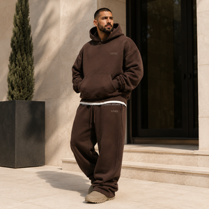 Ensemble Jogging Streetwear Personnalisé avec Logo Imprimé, Épaules Tombantes, Tissu Polaire Thermique, Capuche à Cordon, Poignets Élastiques, OEM, Nouvelle Collection Toutes Saisons - Product Image 2