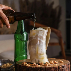 Mug en corne Thor fait main, durable et unique, style viking rustique, pour bière, bière artisanale, miad, whisky, vin, café, fêtes et festivals - Product Image 5