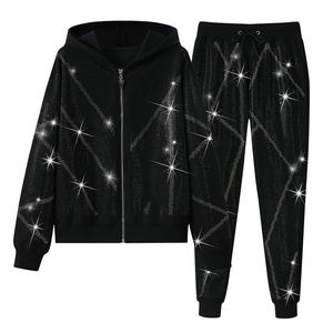 Girls <b>Red</b> <b>Glitter</b> Print Hooded Tracksuit Full Sleeve Zipper Casual Loose Fit 100% Cotton Autumn Wear - Product Image 4