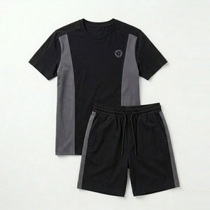 Summer Casual Outfit Men <b>T</b>-Shirt And Shorts Set Soft Fabric Comfortable Fit Suitable For Outdoor Adventures Home Wear - Product Image 1