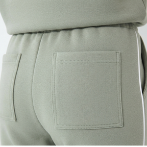 Ensemble de survêtement en molleton vert pour femmes, manches longues, à capuche, couleur unie, décontracté, sportif, respirant, séchage rapide, 2 pièces, poches, fermeture éclair - Product Image 6