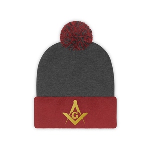 Custom Master Mason Blue Lodge Pom Pom Winter <b>Beanie</b> <b>Hat</b> Wholesale Manufacturer - Product Image 5
