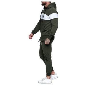 Chándal deportivo 100% de algodón personalizable para hombre, para entrenar, correr, temporada de primavera, conjunto de dos piezas con logotipo en blanco, chándal liso - Product Image 4