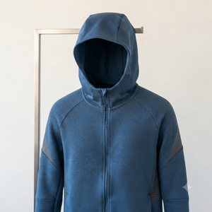 Sweat-shirt à capuche pour homme, manches raglan, imprimé géométrique, gris foncé vert, coton polyester, tissu molletonné français, décontracté, automne, coupe classique - Product Image 4
