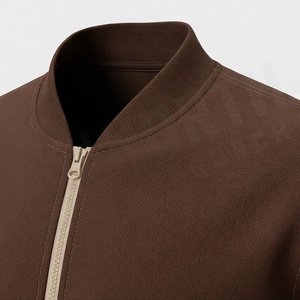 Men's <b>Brown</b> Cotton Tracksuit Full Zipper Stand Collar Casual Solid Color <b>Joggers</b> Set Regular Fit Autumn Wear - Product Image 4