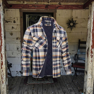 Veste matelassée vintage en flanelle pour homme, chemise longue à carreaux avec toile pour l'automne, traitement teinté - Product Image 3