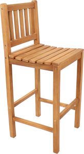 Solid Teak Wood Outdoor Bar Chair Patio Garden High <b>Stool</b> Natural Wooden <b>Dining</b> Seating - Product Image 2