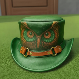 Chapeau haut de forme en cuir fait main de qualité supérieure, sur mesure, unisexe, pour la fantaisie et le gothique, steampunk, cosplay - Product Image 3