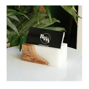 New Product Handcrafted Resin Wood Business Card Holder For Office <b>Desk</b> Top Card Holder Handmade Handicrafts - Product Image 5