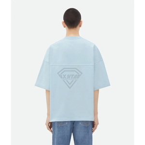 เสื้อยืดโอเวอร์ไซส์ผ้าคอตตอนหนานุ่มพิมพ์ลายกราฟิกสีฟ้าอ่อนสำหรับผู้ชาย สไตล์สตรีทแวร์ แบบขายส่งตามสั่ง - Product Image 4