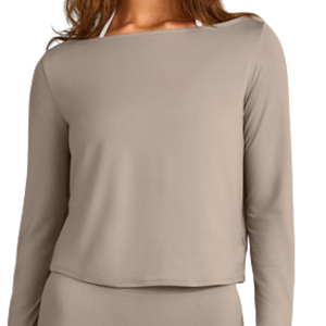 Womens Long Sleeve <b>Slash</b> Neck <b>Top</b> Relaxed Fit Soft Stretch Shirt Lightweight Comfortable Casual Everyday Wear Breathable Active - Product Image 3