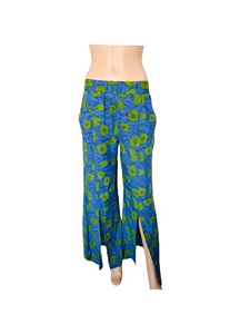 Pantalon en coton à imprimé floral de Style européen élégant pour femmes respirant printemps été tenue décontracté Logo personnalisé fermeture mi-élastique - Product Image 3