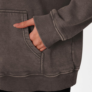 Sudadera con capucha de forro polar para mujer, diseño personalizado con logotipo, talla grande, lavado ácido, la más vendida para invierno - Product Image 5