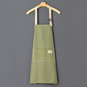 Delantales de trabajo unisex de algodón a rayas verdes con bolsillo, cómodos para cocina, taller, ropa de trabajo protectora. - Product Image 1
