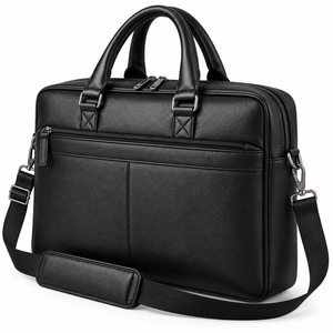 Sac à bandoulière en cuir personnalisé pour ordinateur portable, mallette de bureau exécutive, sac messager unisexe en cuir sur mesure pour entreprises - Product Image 5