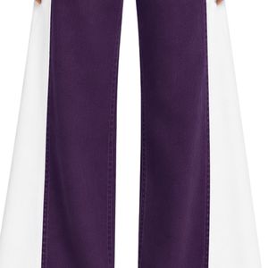 Vaqueros anchos morados y blancos personalizados para mujer, pantalones de mezclilla de cintura alta con paneles en contraste, pantalones casuales de moda urbana de corte holgado - Product Image 4