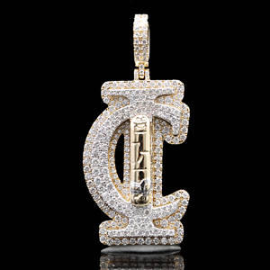 Pendentif en alliage plaqué or impérial avec diamants glacés style Hip Hop Street Bling - Product Image 1