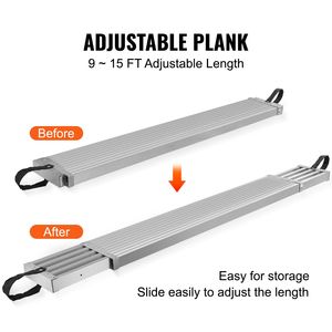 "Scaffold Plank Aluminum Telescoping Work <b>Platform</b> 15ft 500lbs Capacity 12.5" Width Extension Staging" - Product Image 2