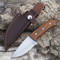 Couteaux de poche pliants compacts en acier Damas à lame fixe avec manche en bois pour le camping, la chasse et les activités de plein air (DIY, OEM)