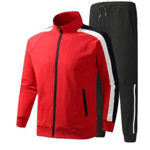 Nuevo Conjunto Deportivo Gris para Hombre, Chaqueta con Cierre Completo y Pantalones, Color Sólido, Ropa Deportiva Informal con Bolsillos Laterales, Material Transpirable - Product Image 4