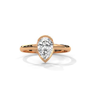 Pear Cut Lab Grown Diamond Engagement <b>Ring</b> Rose Gold Bezel <b>Set</b> Wedding Band for Women - Product Image 1