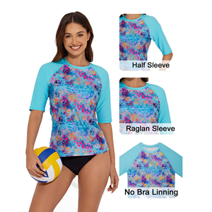 Camiseta Deportiva de Manga Corta para Mujer, Protección UV, para Deportes Acuáticos, Tejido Elástico, Cómoda para Hacer Ejercicio - Product Image 4