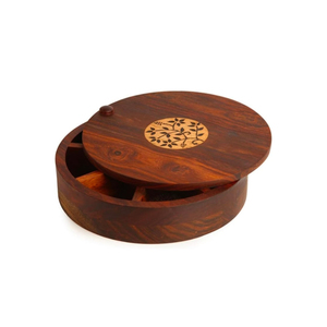 Boîte à épices en bois artisanale avec couvercle en verre, 9 compartiments, organiseur Masala Dabba pour le rangement de la cuisine, écologique - Product Image 2
