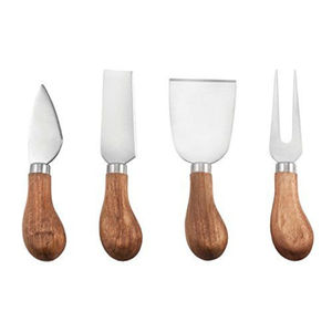 Ensemble de couteaux à fromage en acier inoxydable de qualité supérieure avec élégantes poignées en bois, outils à fromage élégants pour planches à charcuterie, prix promotionnel - Product Image 3