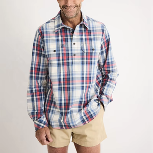 Chemise de travail pour homme, boutons intégraux, coupe décontractée, manches courtes, 100% coton popeline, deux poches poitrine, ourlet arrondi, chemise de travail western à carreaux - Product Image 5